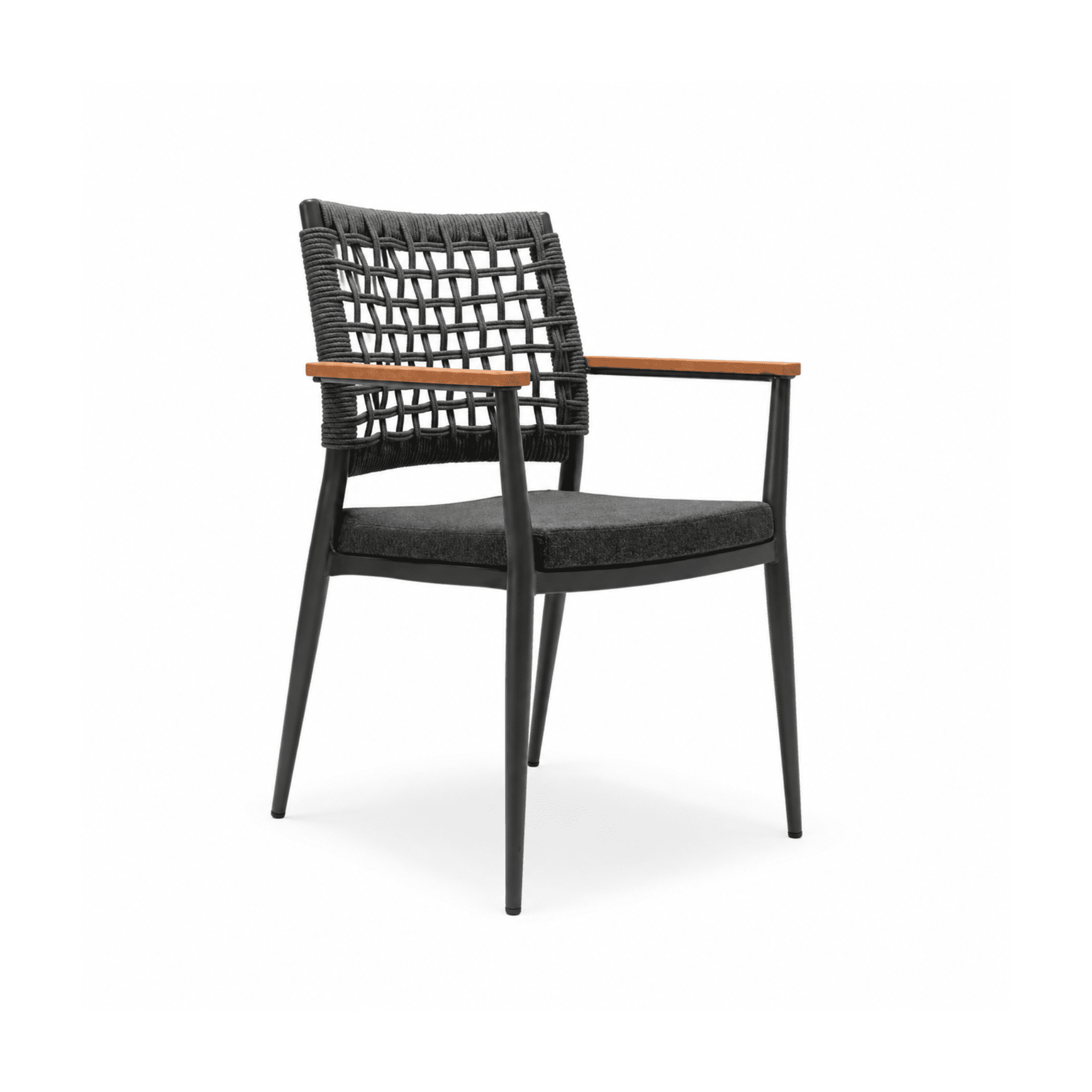 EFE Woven Outdoor Chair – Aluminum Frame with Olefin Fabric and Beech Wood Arms ANTRACIT