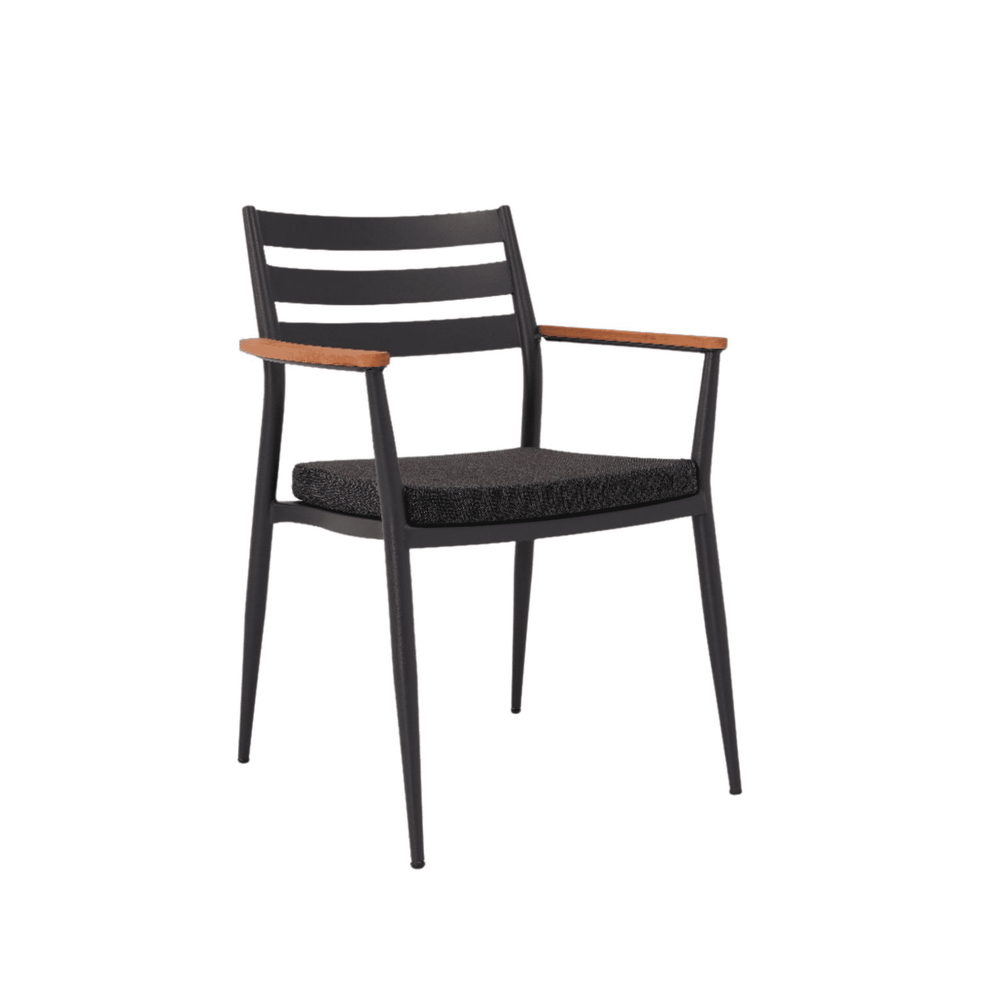 EFE Outdoor Chair – Aluminum Frame with Olefin Fabric and Beech Wood Arms (Non-Woven) ANTRACIT