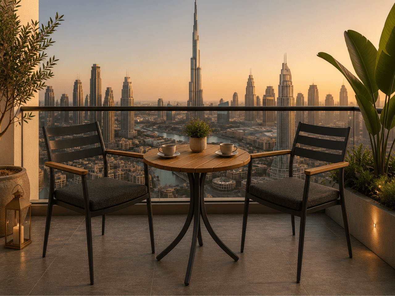 Outdoor Round Wooden Table 60 cm in outdoor setting