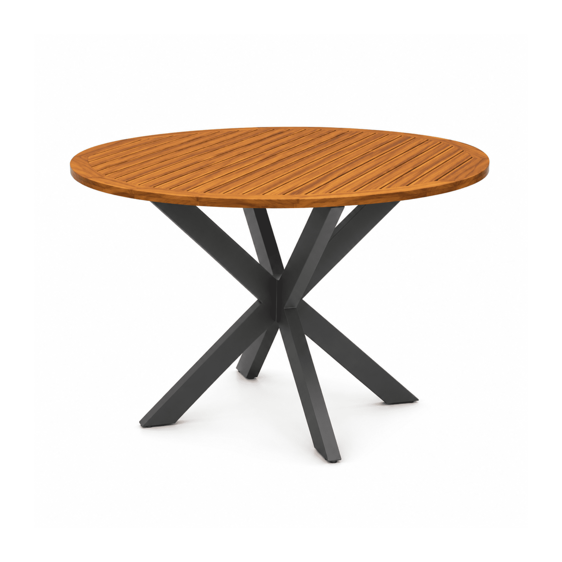 EFE Round Outdoor Table – ⌀ 90 cm, Aluminum Base with Iroko Wood Top (4-Seater) ANTRACIT