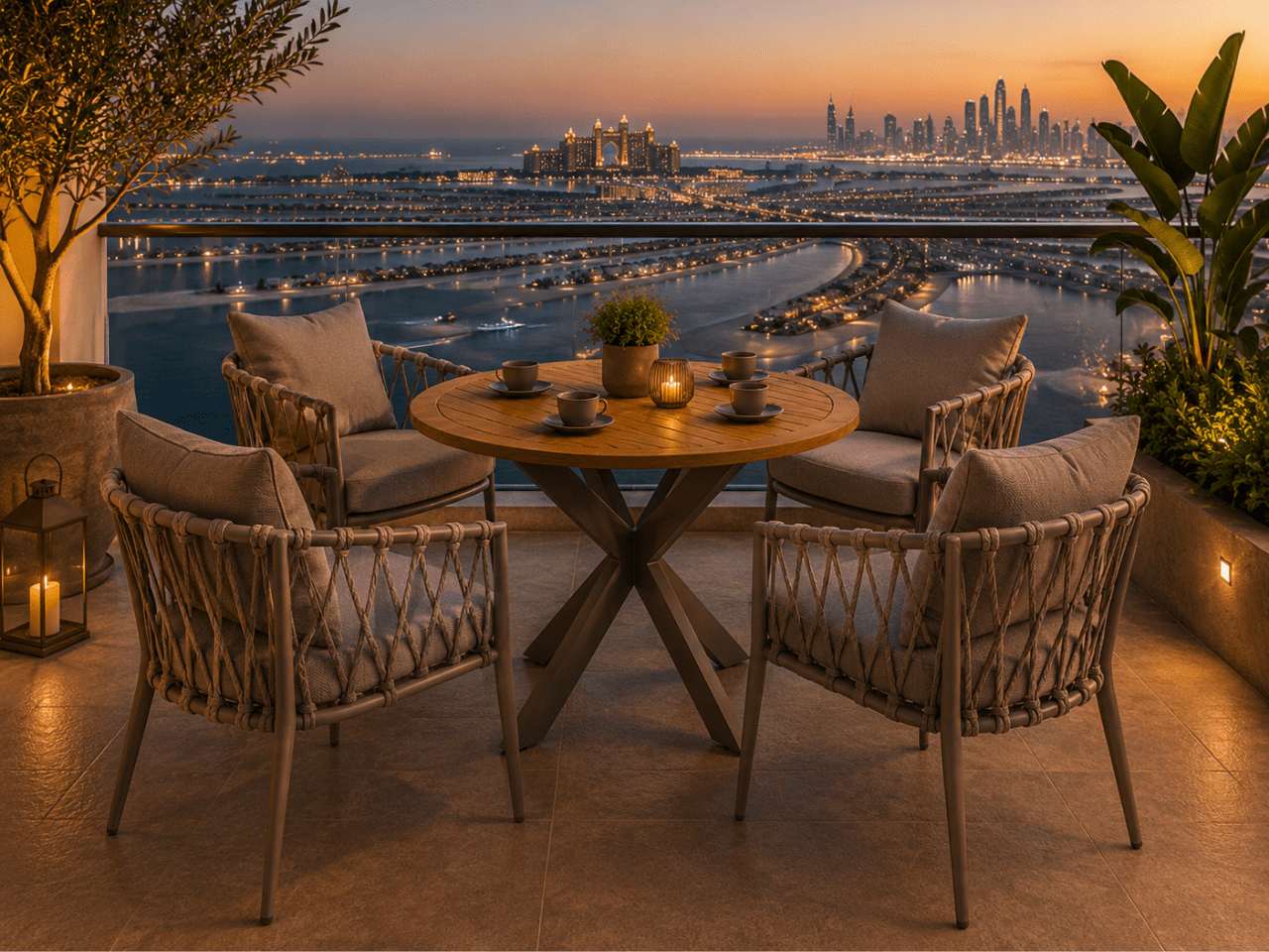 EFE Round Outdoor Table 4 Seater in outdoor dining setting